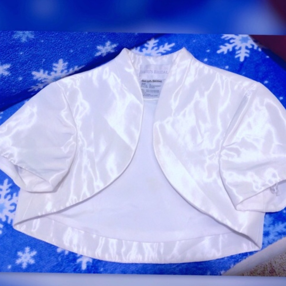 David's Bridal Ivory Satin Jacket Size Small